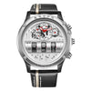 Uniquex Men's Leather Wristwatch – Black & Silver, Creative Design