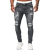 Ripped White Slim Denim Trousers Fashion Foot Pants