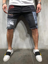 Shredded slim five-point jeans