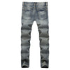Men's shredded nostalgic jeans flag bottom cloth more worn and washed denim trousers