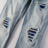 Washed Bright White Distressed Cat Beard Patch Ripped Stretch Slim Jeans