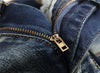 Retro Crumpled Hole Patch Elastic Straight Skinny Jeans