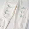 Hot Drill Patch Hole White Slim-fit Pants Male