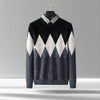 Men's Diamond Block Fake Two-piece Imitation Mink Bottoming Shirt
