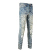 Men's Jeans Slim Slim Feet With Holes Pasted Cloth Casual Trouser