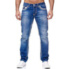 High Quality Blue Slim-fitting Simple Small Straight-leg Jeans