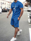 Casual Sports Suit Round Neck Short Sleeve 3d Digital Printing Design Two-piece Set